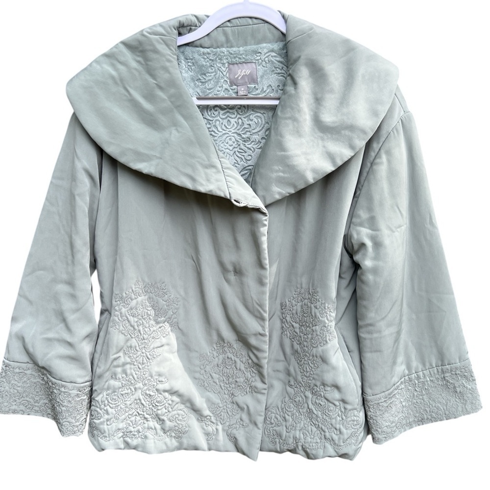 J.Jill Women’s Embroidered Jacket – Sage Green, Size Medium